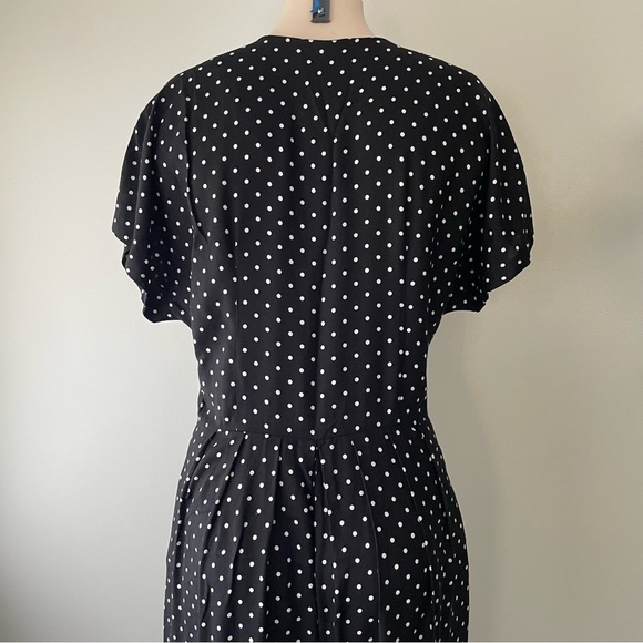 Vintage Blouseworks Polka Dot Wide Leg Jumpsuit Double Breasted Black White Plus - Picture 8 of 12